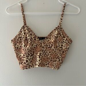 Womens US XS Shein Leopard Cropped Tank Top